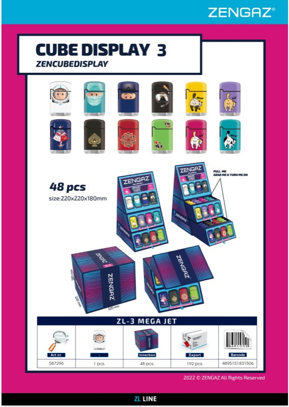 Zengaz Lighter Cube Display - Pack (48's)
