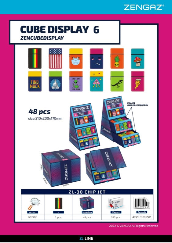 Zengaz Lighter Cube Display - Pack (48's)