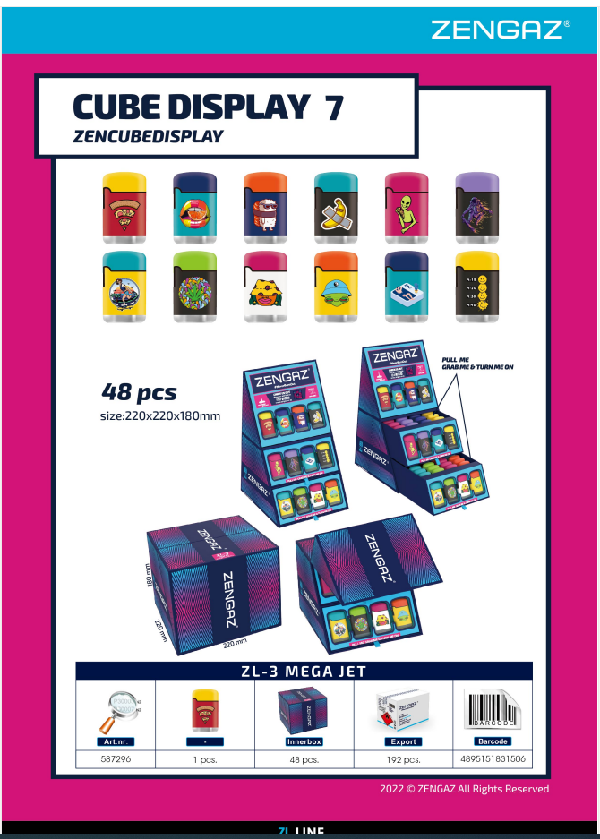 Zengaz Lighter Cube Display - Pack (48's)