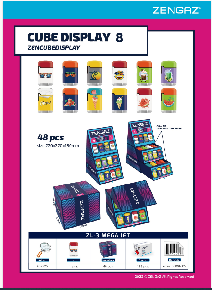 Zengaz Lighter Cube Display - Pack (48's)