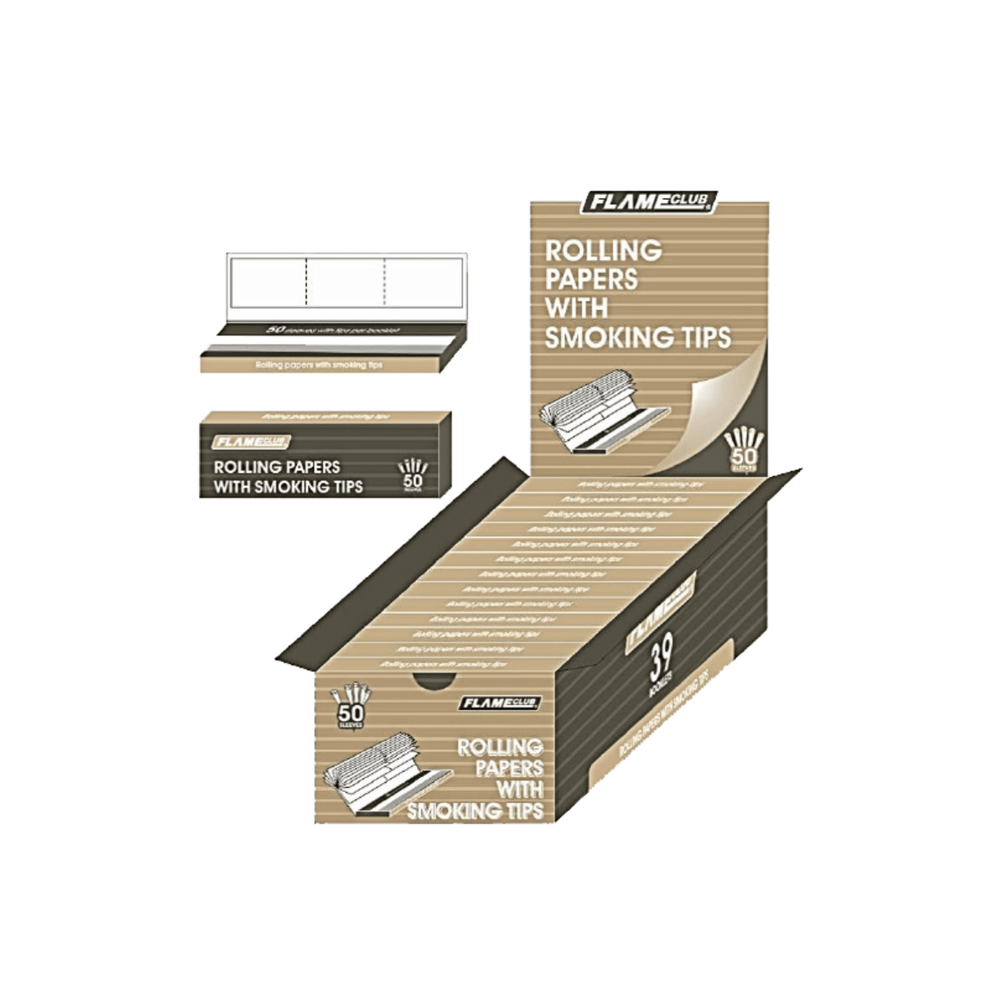 Flame Club Rolling Paper with Filters - Queen Size - Pack (39's)
