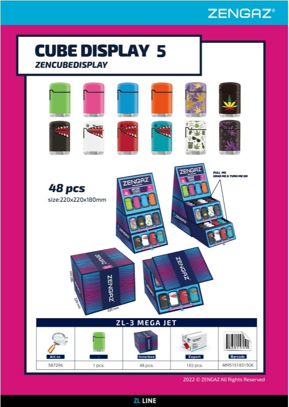 Zengaz Lighter Cube Display - Pack (48's)